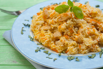 Traditional pilaf with chicken