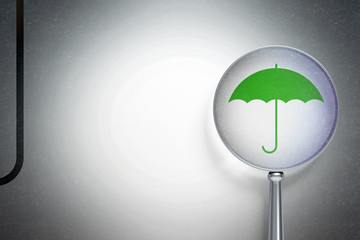 Protection concept:  Umbrella with optical glass on digital background