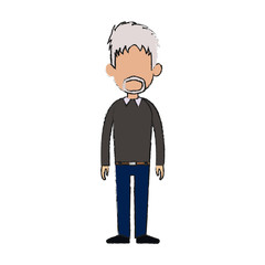 old man cartoon icon over white background. colorful design. vector illustration
