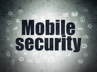 Protection concept: Mobile Security on Digital Data Paper background