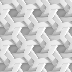 White shaded abstract geometric pattern. Origami paper style. 3D rendering background.