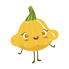 Star Shaped Marrow Cute Anime Humanized Smiling Cartoon Vegetable Food Character Emoji Vector Illustration