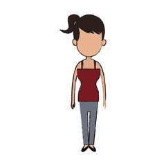 young woman cartoon icon over white background. colorful design. vector illustration