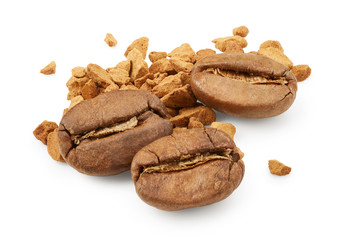 Coffee beans and soluble coffee