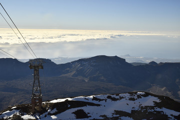 View from top of Teide with the arial railway to the left