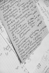 Naklejka premium Old handwritten notes on Russian language