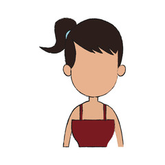 young woman cartoon icon over white background. colorful design. vector illustration