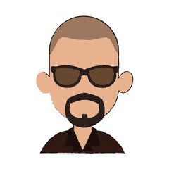 man  wearing sunglasses cartoon icon over white background. colorful design.  vector illustration