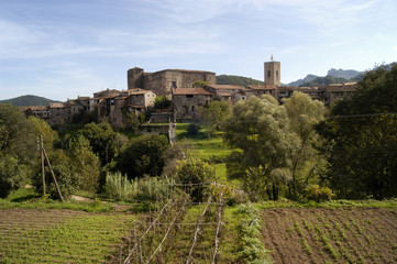 Fototapeta na wymiar Medieval village of Santa Pau, Garrotxa, Girona province, Catalonia, Spain