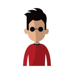 man wearing sunglasses cartoon icon over white background. colorful design. vector illustration