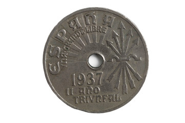 Coin of Spain , 25 cents, 1937, Francisco Franco