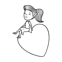 woman character with heart vector illustration design