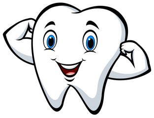 Naklejka premium Cartoon strong tooth character