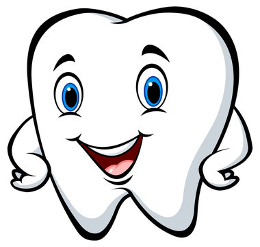 Cartoon funny tooth character posing
