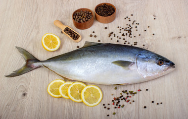 Tuna Fish with lemon, pepper and herbs.