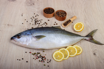 Tuna Fish with lemon, pepper and herbs.