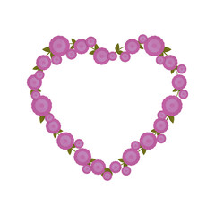 purple flowers heart shape ornate vector illustration