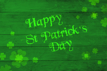 Saint Patrick's Day green background with clovers greeting 