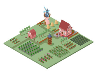Isometric Agricultural Landscape Template