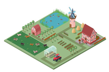 Isometric Agricultural Farming Concept