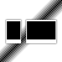 Modern Instant Photo Frames. Wide and Normal. White Plastic Border with Shadow on a Transparent Background. Vector illustration.