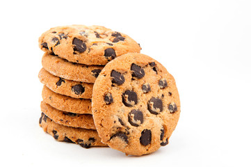 cookies with chocolate on white background