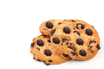 cookies with chocolate on white background
