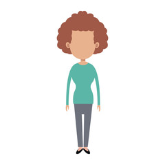 woman wearing casual clothes cartoon icon over white background. colorful design. vector illustration