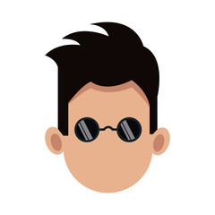 man wearing sunglasses cartoon icon over white background. colorful design. vector illustration