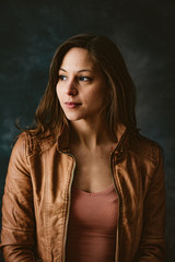 Studio portrait of beautiful brunette woman
