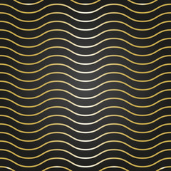 Seamless vector ornament. Modern background. Geometric modern pattern with golden wavy lines