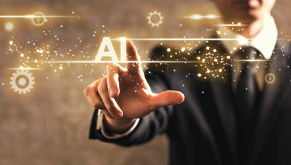 AI text with businessman