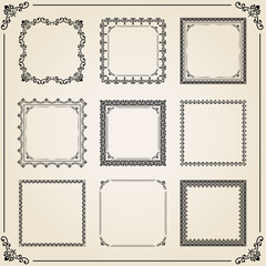 Vintage set of vector elements. Different square elements for decoration and design frames, cards, menus, backgrounds and monograms. Classic patterns. Set of vintage patterns
