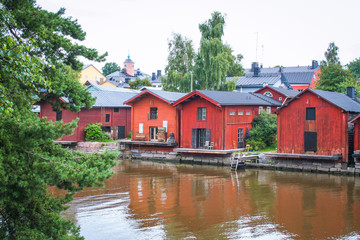 Obraz premium red wooden houses of Porvoo, Finland