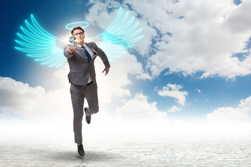 Angel investor concept with businessman with wings