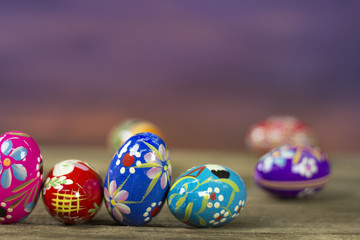 Easter theme. handmade Eggs  background, place for typography, 