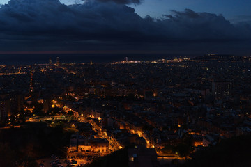 View of city from height at night