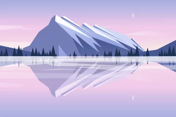 Fototapeten Lila Bergespiegelung im See  © librebird