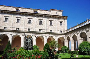 Obraz premium The inside of the Montecassino Abbey in Italy during summer day