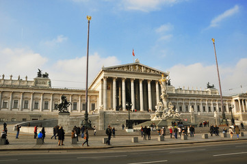 Fototapeta na wymiar VIENNA, AUSTRIA, NOVEMBER 26, 2016: The Austrian Parliament, The House of Parliament in Vienna, Austria