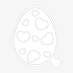 Coloring Book Easter egg sticker in trendy flat style.