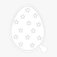 Coloring Book Easter egg sticker in trendy flat style.
