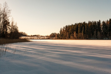 frozen countryside scene in winter