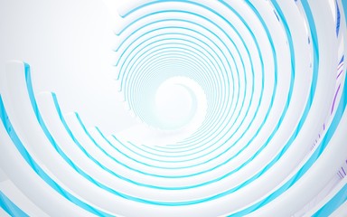 Abstract dynamic interior with black and colored gradient smooth objects. 3D illustration and rendering