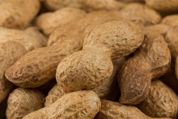 Pile of peanuts shells close up