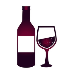 bottle and cup wine vector illustration design