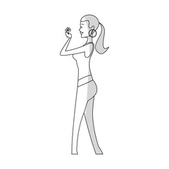 woman with a flower cartoon icon over white background. vector illustration