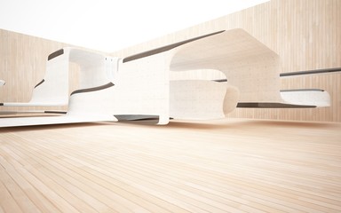 Abstract white and colored gradient glasses interior multilevel public space with window. 3D illustration and rendering.