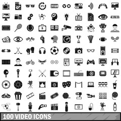 Fototapeta premium 100 video icons set, simple style 