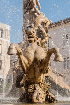 The fountain on the square Archimedes in Syracuse.